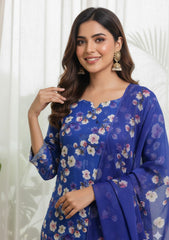 Lawn - Rubaaiyat - Digital Printed 26 - 2 By 2 - D#20 - R Blue