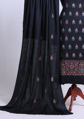 Winter - Riwaj - Pashmina Embroidered Suit - D#10 - Black