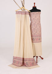 Winter - Riwaj - Pashmina Suit - Kaani Jamawar - Premium 25 - D#42 - Off White