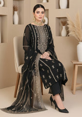 Formals - Riwaj - Fancy Bamber Chiffon - 3 Pcs Suit - CBD#1796 - Black