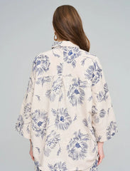 Pret - Moven - Oversize Shirt with Floral Embroidery and Sequin Details - Skin