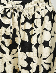 Pret - Moven - Floral Palazzo Satin Trousers - Skin & Black