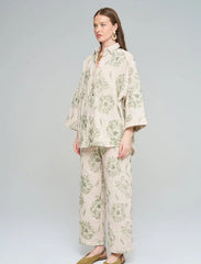Pret - Moven - Oversize Shirt with Floral Embroidery and Sequin Details - Skin