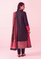 Winter - Fancy Silk Zari Jamawar - 3 Pcs Suit - D#07 - Black
