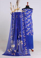 Lawn - Rubaaiyat - Digital Printed 26 - 2 By 2 - D#20 - R Blue