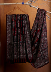 Pashmina Jamawar Ari Work Shawl D#03 - R Black