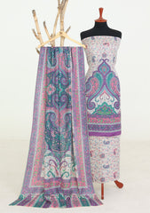 Winter - Riwaj - Printed Pashmina - 3 Pcs Suit - D#08 - Purple