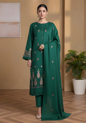 Winter - Riwaj - Pashmina Embroidered Suit - D#09 - D Green