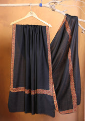 Pashmina Kashmiri Border Shawl D#151 - Black