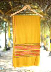 Pashmina Wool Needle Work Shawl D - 28 - Mustard