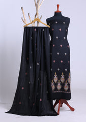 Winter - Riwaj - Pashmina Embroidered Suit - D#09 - Black
