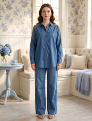 Pret - Moven - Oversize Stone Embellished Shirt - Blue