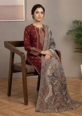 Winter - Riwaj - Pashmina Embroidered Suit - Kaani Shawl - D#02 - Maroon