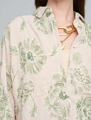Pret - Moven - Oversize Shirt with Floral Embroidery and Sequin Details - Skin