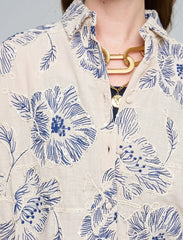Pret - Moven - Oversize Shirt with Floral Embroidery and Sequin Details - Skin