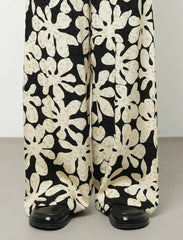 Pret - Moven - Floral Palazzo Satin Trousers - Skin & Black