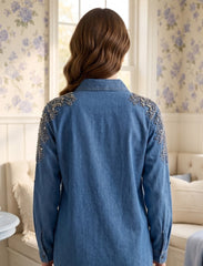 Pret - Moven - Oversize Stone Embellished Shirt - Blue