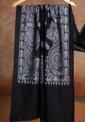 Pashmina Ari Work Jaaldar Scarf D#02 - Black