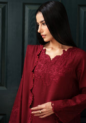 Winter - Neeshay - Reverie Karandi Unstitched 26 - CLARET