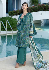 Lawn - Elaf Premium - Santorini Prints 26 - EPN#09A - PEACOCK