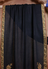 Pashmina Kashmiri Border Scarf D#27 - Black