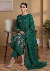 Winter - Riwaj - Pashmina Embroidered Suit - D#09 - D Green
