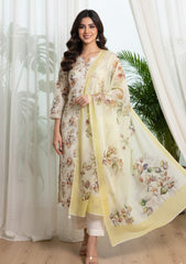 Lawn - Rubaaiyat - Digital Printed 26 - 2 By 2 - D#25 - Cream
