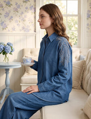 Pret - Moven - Oversize Stone Embellished Shirt - Blue