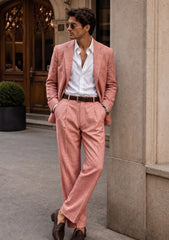 Drago Lanificio Biella Woven Silk Wool & Linen Fabric - Brick