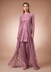 Fancy Chantilly Lace Saree - Mauve Taupe