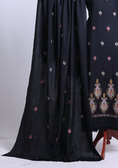 Winter - Riwaj - Pashmina Embroidered Suit - D#09 - Black