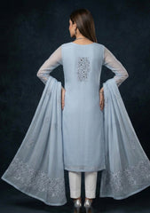 Formals - Riwaj - Fancy 26 - Chikankari & Mukesh - 2 Pcs - D#01 - Blue
