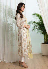 Lawn - Rubaaiyat - Digital Printed 26 - 2 By 2 - D#25 - Cream