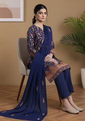 Winter - Riwaj - Pashmina Embroidered Suit - D#10 - N Blue