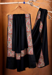 Pashmina Embroidered Border Shawl D#03 - Black