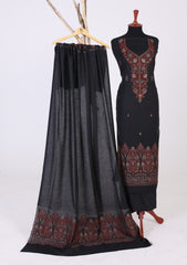 Winter - Riwaj - Pashmina Suit - Kaani Jamawar - Premium 25 - D#44 - Black