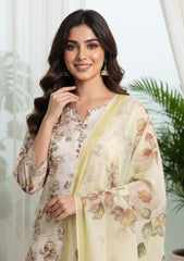 Lawn - Rubaaiyat - Digital Printed 26 - 2 By 2 - D#25 - Cream