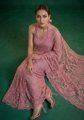 Formals - Chantilly Lace Saree - Pink