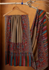 Pashmina Qalamkari Needle Work Shawl D#03 - Maroon