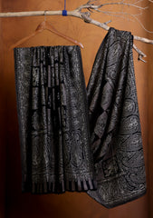 Pashmina Jamawar Ari Work Shawl D#03 - Black