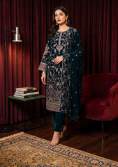 Winter - Riwaj - Fancy Embroidered Velvet Suit - D#568 - B Zink