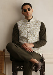 Elite Men China Boski Unstitched Waistcoat Fabric - D#133 - M Golden