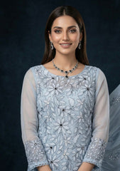 Formals - Riwaj - Fancy 26 - Chikankari & Mukesh - 2 Pcs - D#01 - Blue