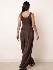 Pret - Moven - Cotton Blended Jersey Wide-Leg Jumpsuit - Brown
