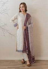 Winter - Riwaj - Pashmina Embroidered Suit - Wool Shawl - D#01 - Skin