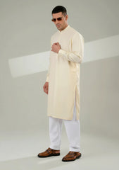 Elite Men Plain Fine 8 Pound Unstitched Boski Suit - Off White