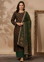 Winter - Riwaj - Velvet Suit - Printed Edit - D#26 - Green
