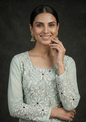 Formals - Riwaj - Fancy 26 - Chikankari & Mukesh - 2 Pcs - D#01 - Green