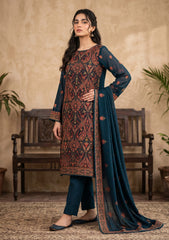 Formals - Fancy Georgette Chiffon Embroidered - 3 Pcs Suit - D#01 - Zink
