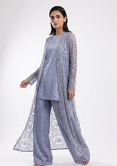 Formals - Chantilly Lace Saree - Grey